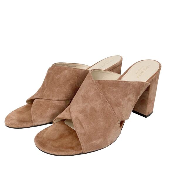 Cole Haan Gabby Sandal Tan Suede Leather Open Toe Chunky Heel Womens size 10.5 - Picture 3 of 11